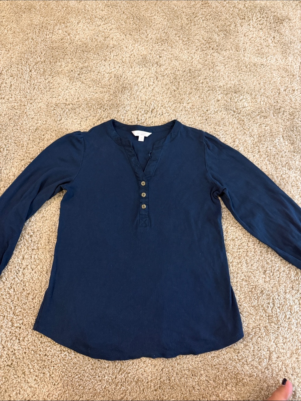LC Lauren Conrad Navy Blue 3/4 Long-Sleeve Henley Top medium